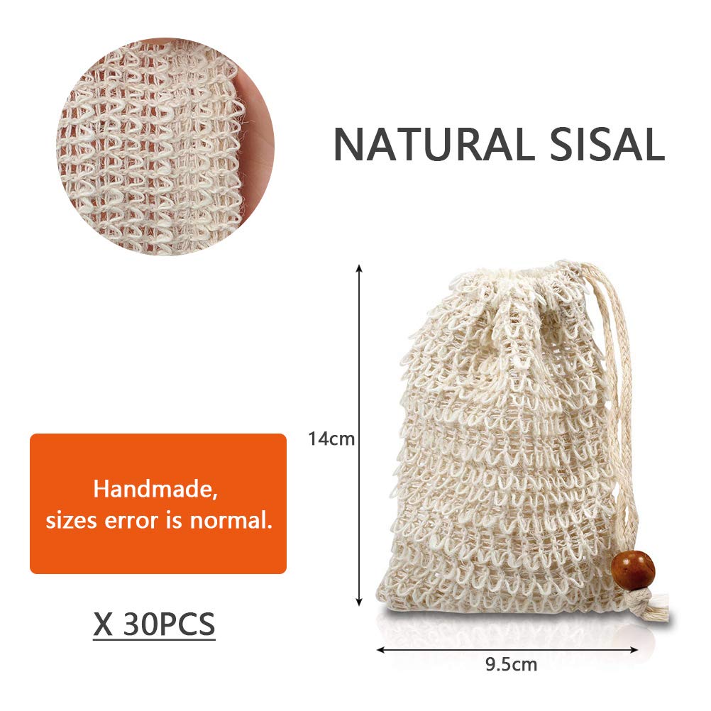 'N/A'' Otymiow 30 Pack Soap Bags For Soap Bars Soap Saver Pouch Soap Sock Soap Bags Mesh Exfoliating Natural Sisal Soap Bag Han