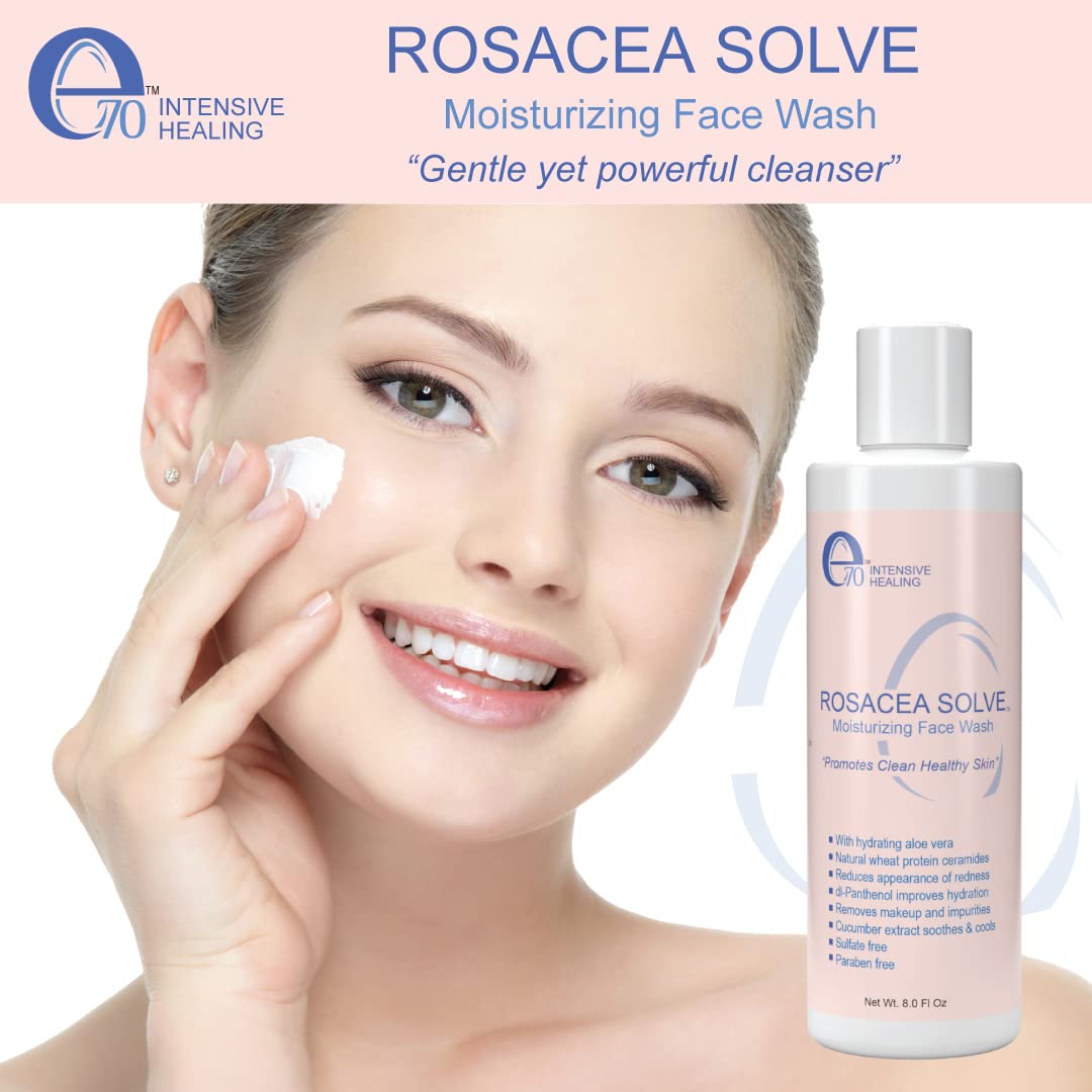 E70 Rosacea Solve Moisturizing Face Wash - Gentle Rosacea Cleanser For Dry & Itchy Skin - Sensitive Skin Care With Beneficial In