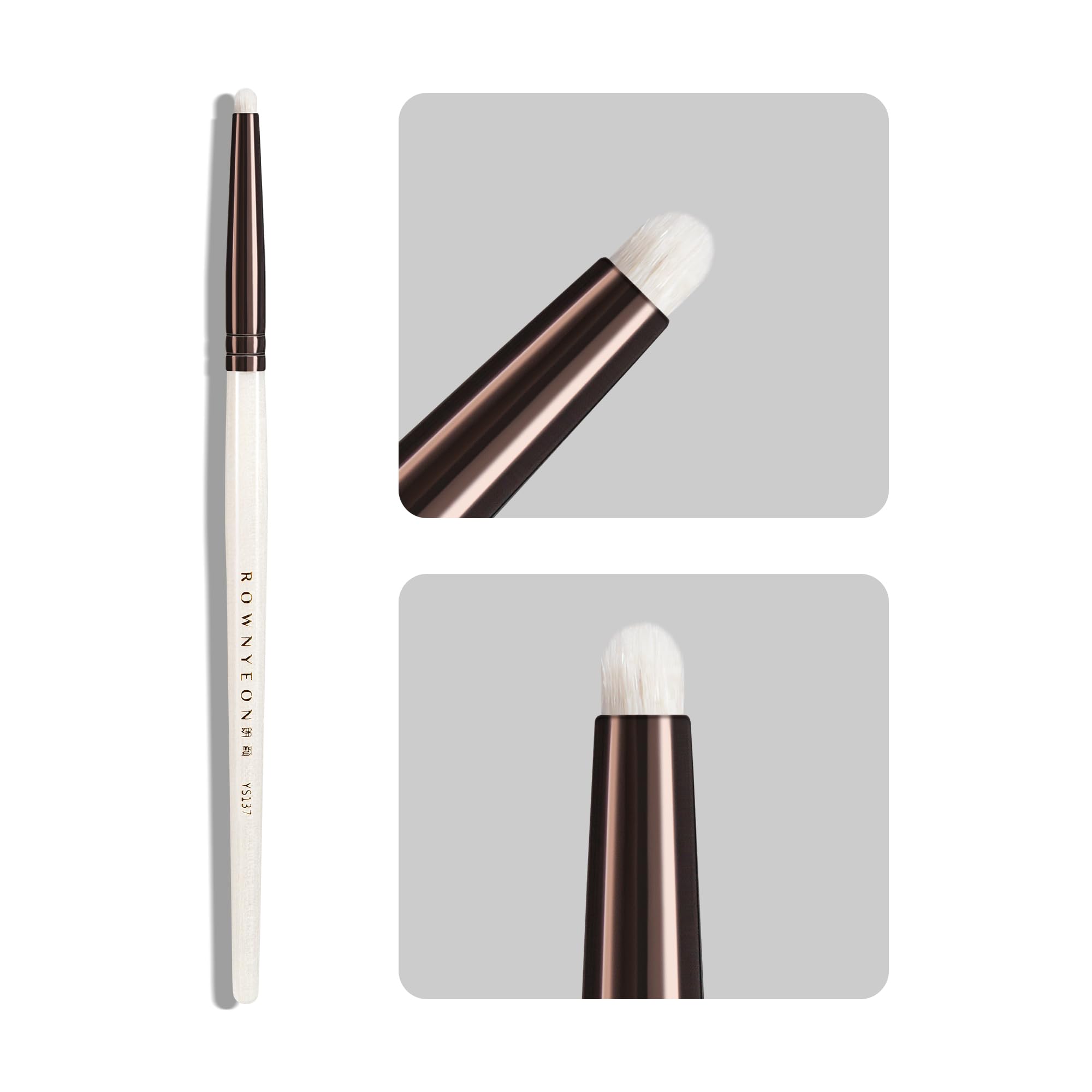 Lunar Shadow Tapered Highlight Brush with Goat Hair, Precision Small & Softly Pointed - For Inner Corner, Brow Bone & Subtle Eye