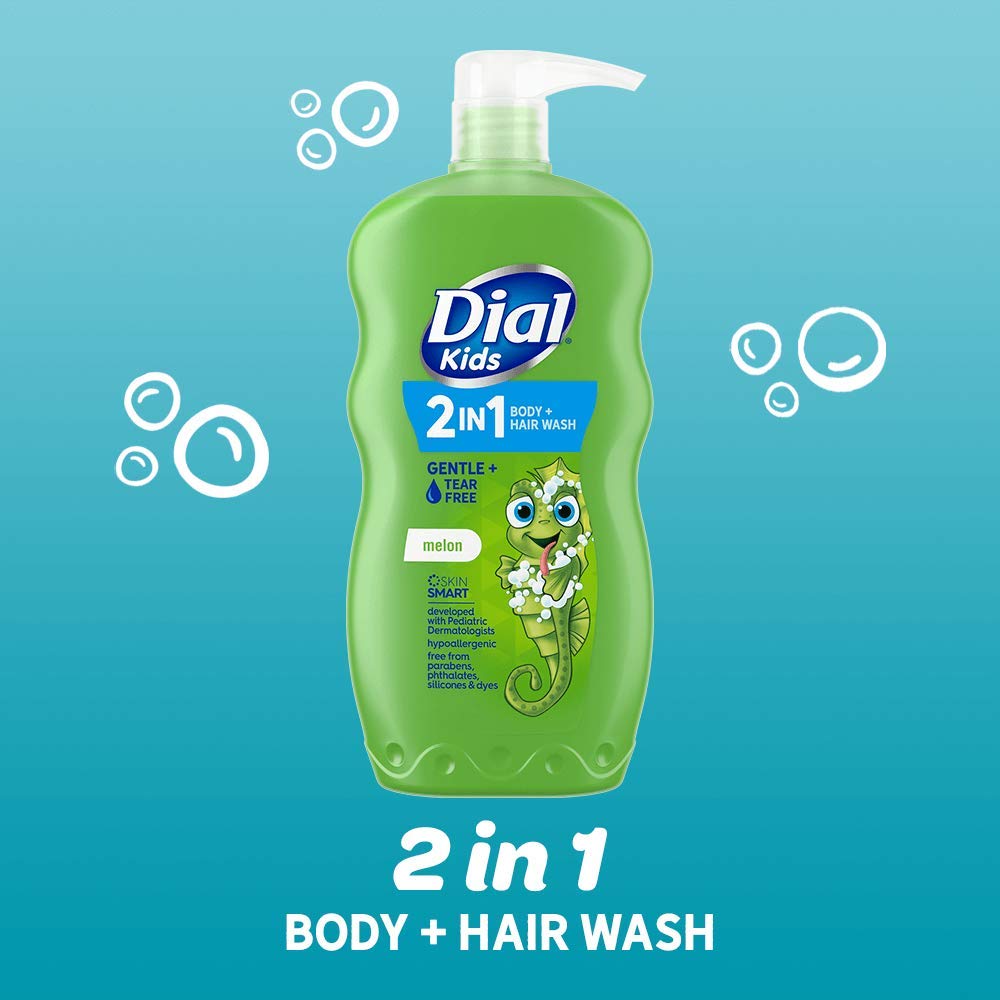 Dial Kids 2-in-1 Body+Hair Wash, Melon, 24 fl oz (Pack of 4)