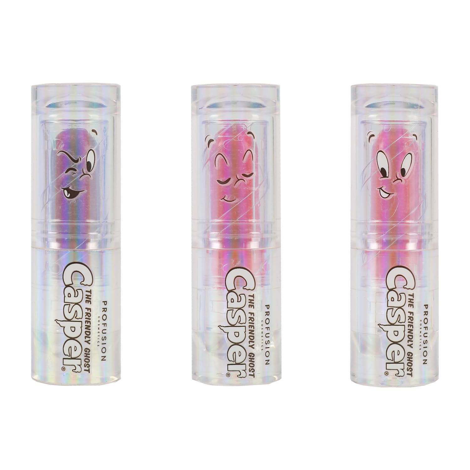 Profusion Cosmetics Casper The Friendly Ghost 3 PC Lip & Cheek Balm Set, Moisturizing Clear Shine Lip Balm and Nourishing Cheek 