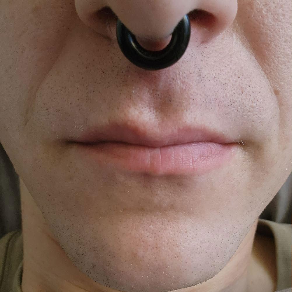 NewkeepsR 6G  12mm Black Large Gauge Prince Albert 316L Surgical Steel Septum Hinged Clicker Segment Orbital Conch Rings