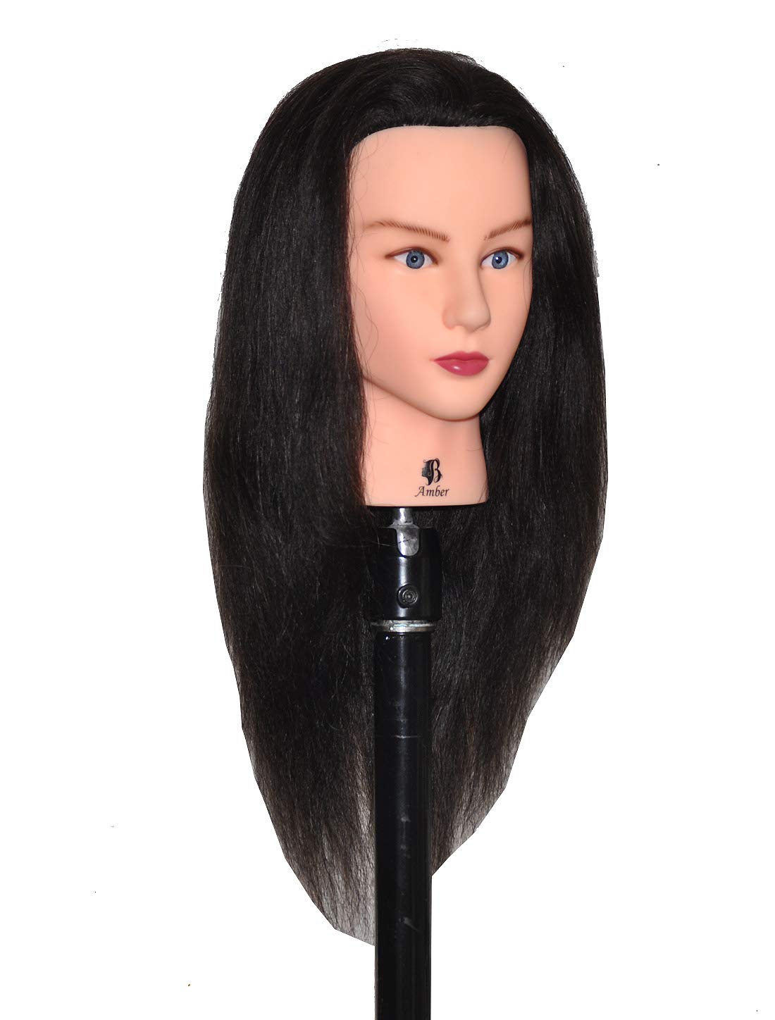 Bellrino 18-19 Cosmetology Mannequin Manikin Training Head with Human Hair with Table Clamp Holder - AMBER + C