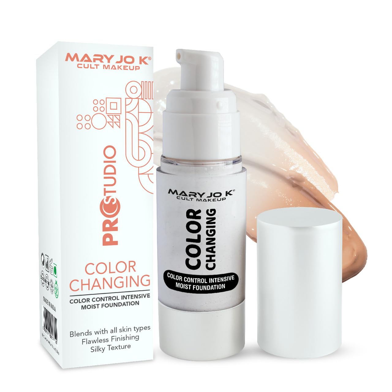 Mary Jo K Color Changing Foundation | Adaptive Color Formula | Pigment Bead Technology | Customised Coverage | LongLasting Wear