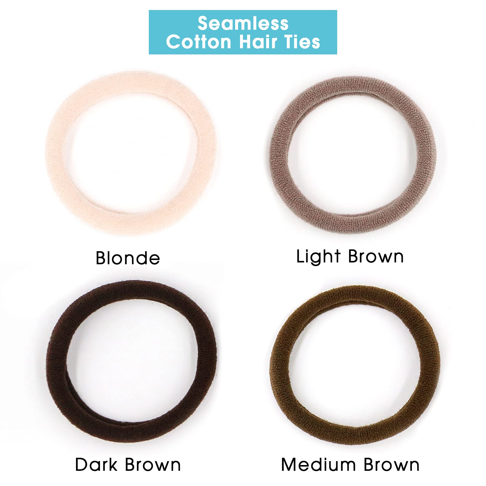 HOYOLS Large Cotton Fabric Hair Ties Soft & Gentle Hair Bands Ponytail Holder for Thick Heavy Curly Hair, No Slip No Damage Seam