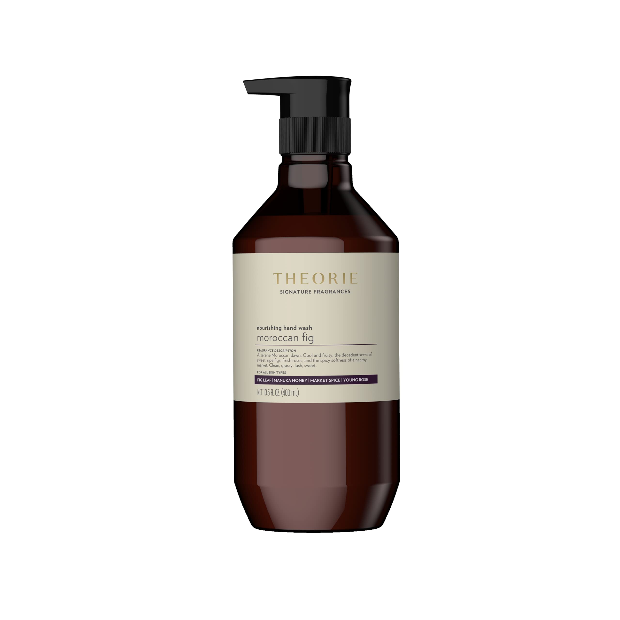 Theorie Moroccan Fig Hand And Body Wash - Antimicrobial, Antibacterial, Nourishing, Soap With Notes Of Fig Leaf, Manuka Honey, M