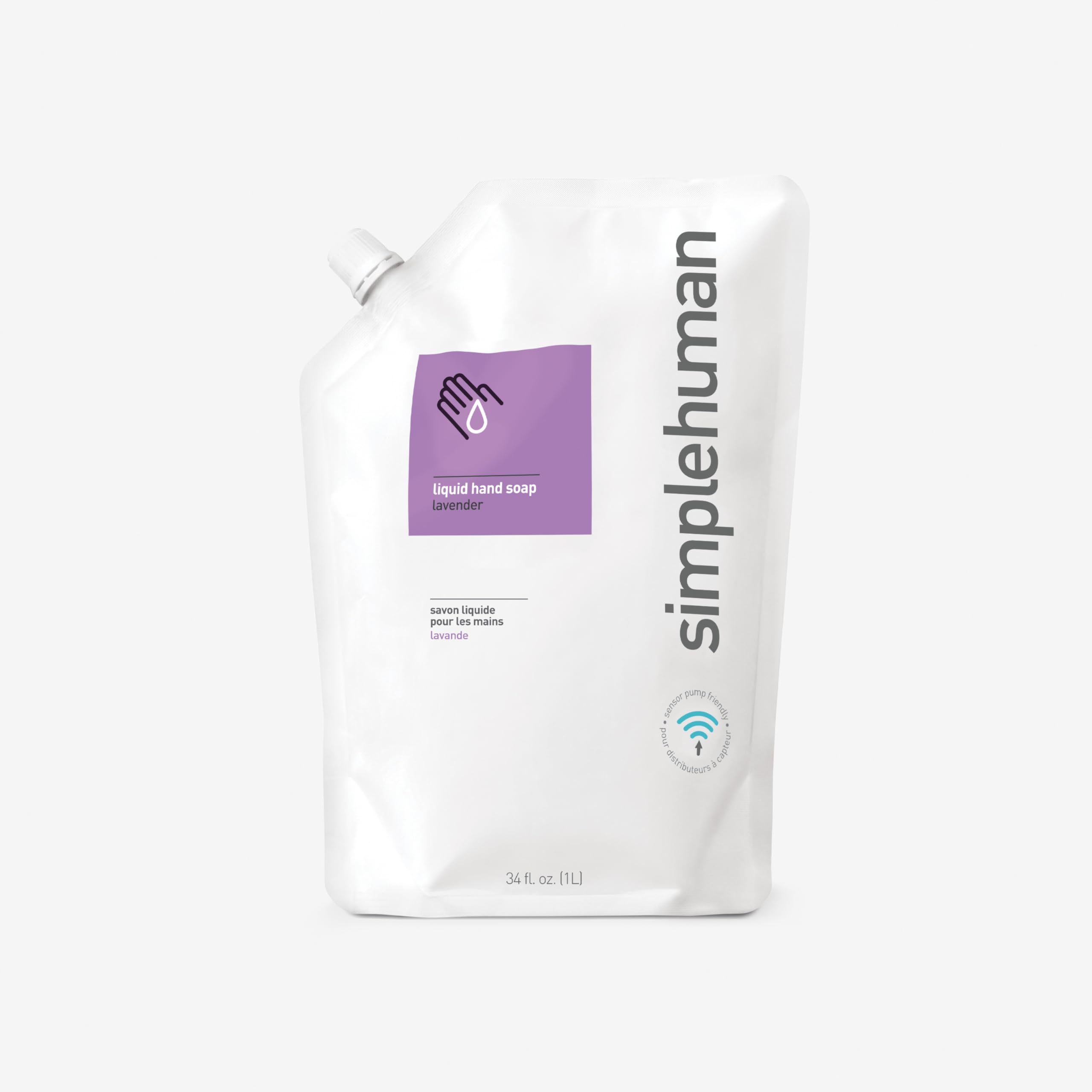 Simplehuman Lavender Moisturizing Liquid Hand Soap Refill Pouch, 34 Fl. Oz, Pack Of 6