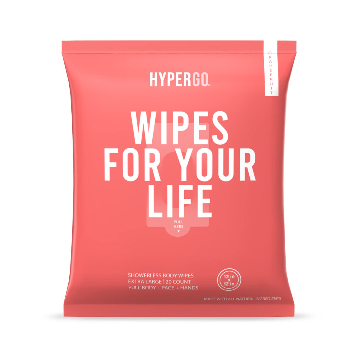 Hypergo Full-Body Rinse-Free Hypoallergenic Biodegradable Bathing Wipes -All Natural, Refreshing Anytime Anywhere, Post Workout,