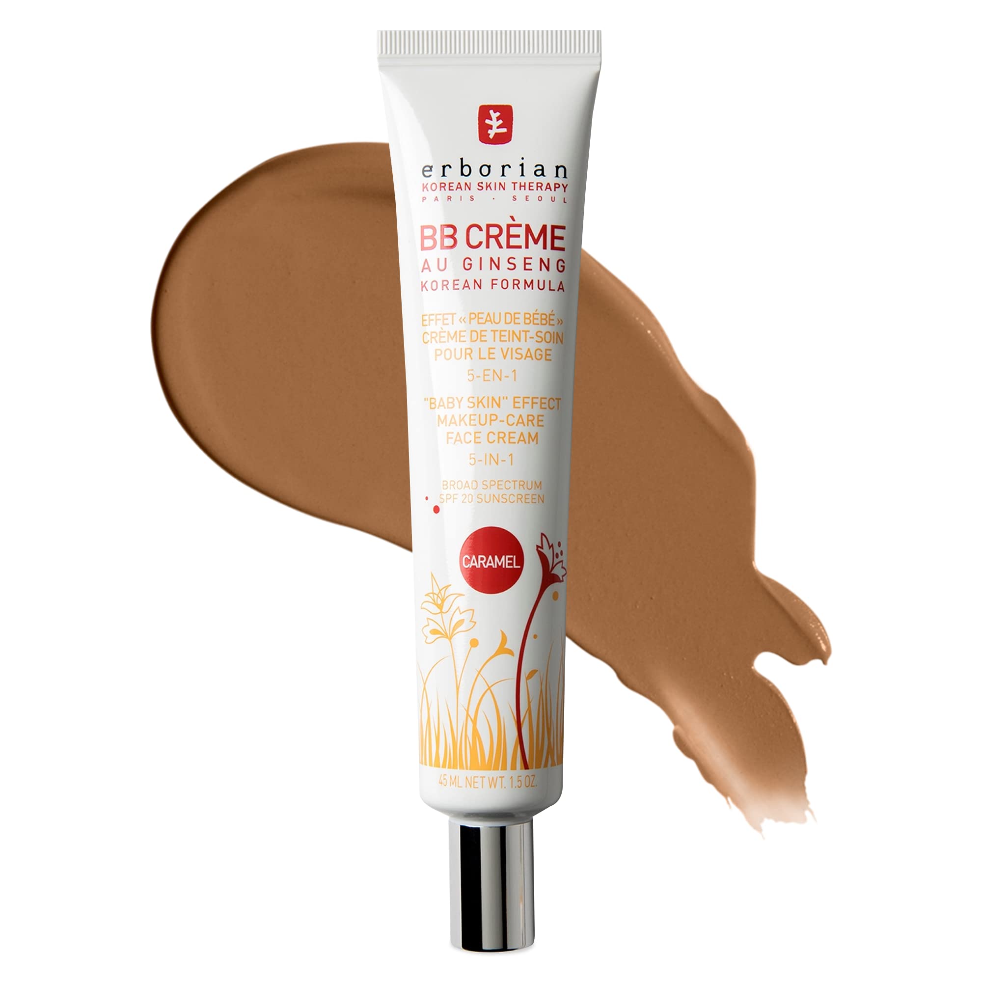 Erborian Bb Cream With Ginseng, Caramel - Lightweight Buildable Coverage With Spf & Ultra-Soft Matte Finish Minimizes Pores & Im