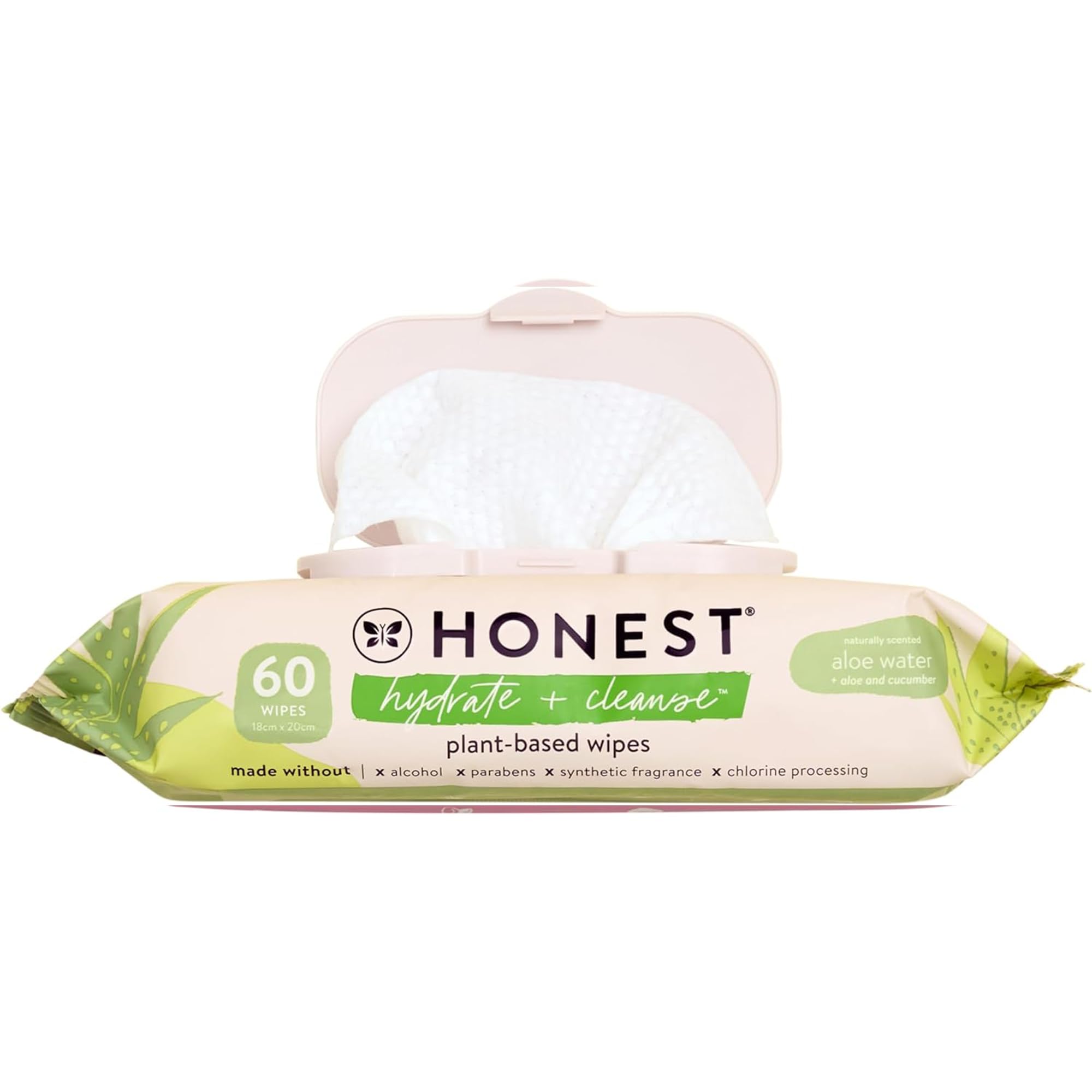 The Honest Company Hydrate + Cleanse Benefit Wipes  Cleansing Multi-Tasking Wipes  99% Water, Plant-Based, Hypoallergenic  Aloe