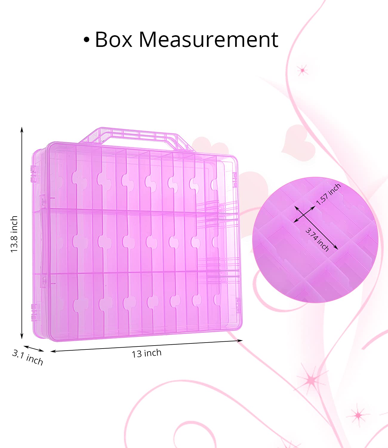 Dreamgenius Nail Polish Organizer Case For 48 Bottles, Double Side Gel Nail Polish Holder With Adjustable Dividers, Portable Nai