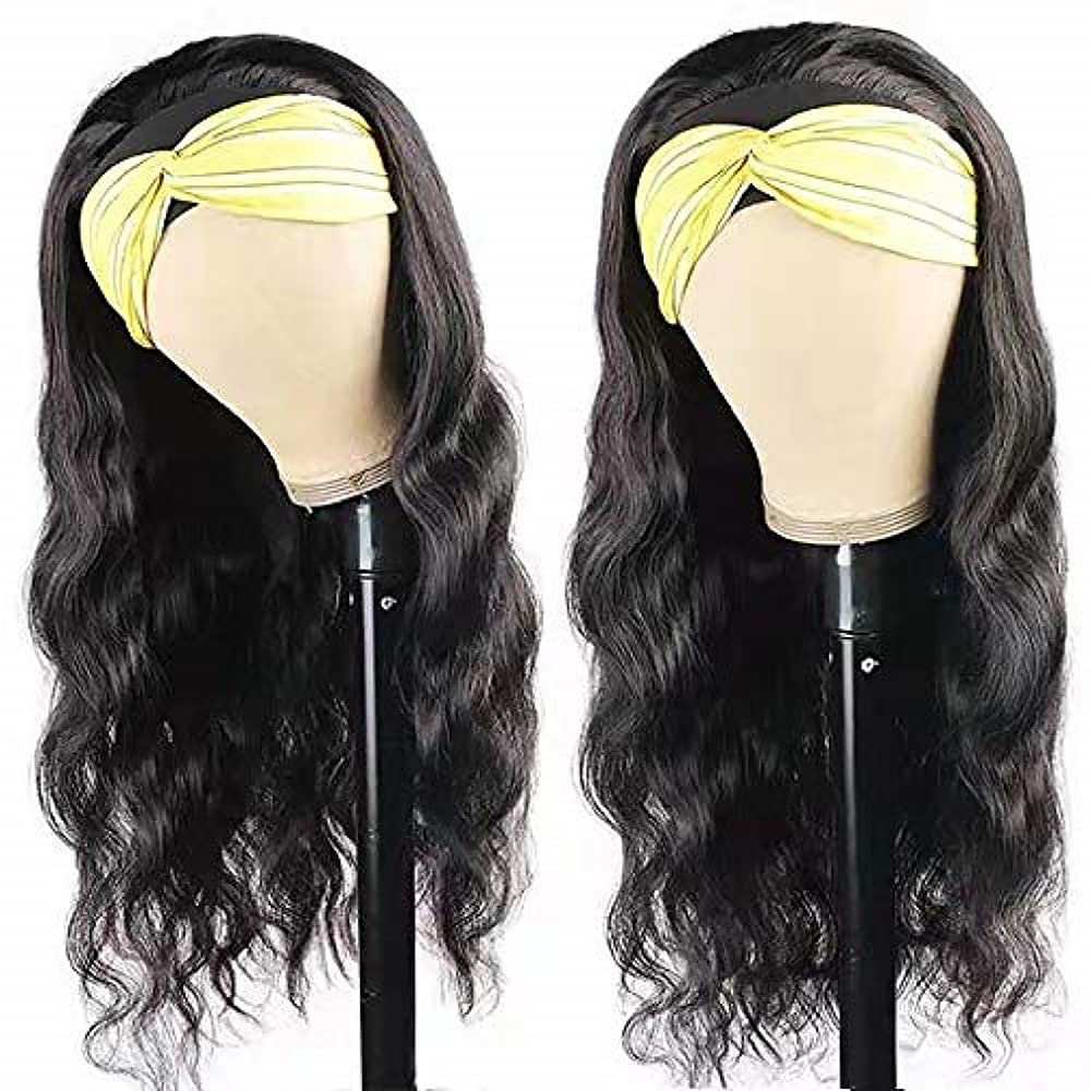 higher Body Wave Headband Human Hair Wig 22 Inch Glueless None Lace Front Wig Brazilian Virgin Hair Wear and Go Wigs for Black W
