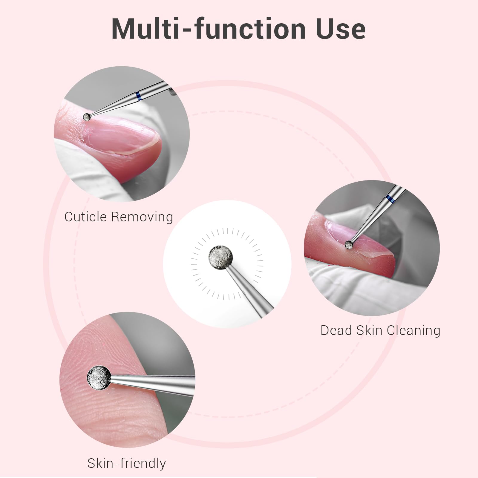 Melodysusie 1.8Mm Ball Shape Cuticle Clean Nail Drill Bit 3/32 ' ', Professional Safety Carbide Diamond Under Nail Cleaner For C