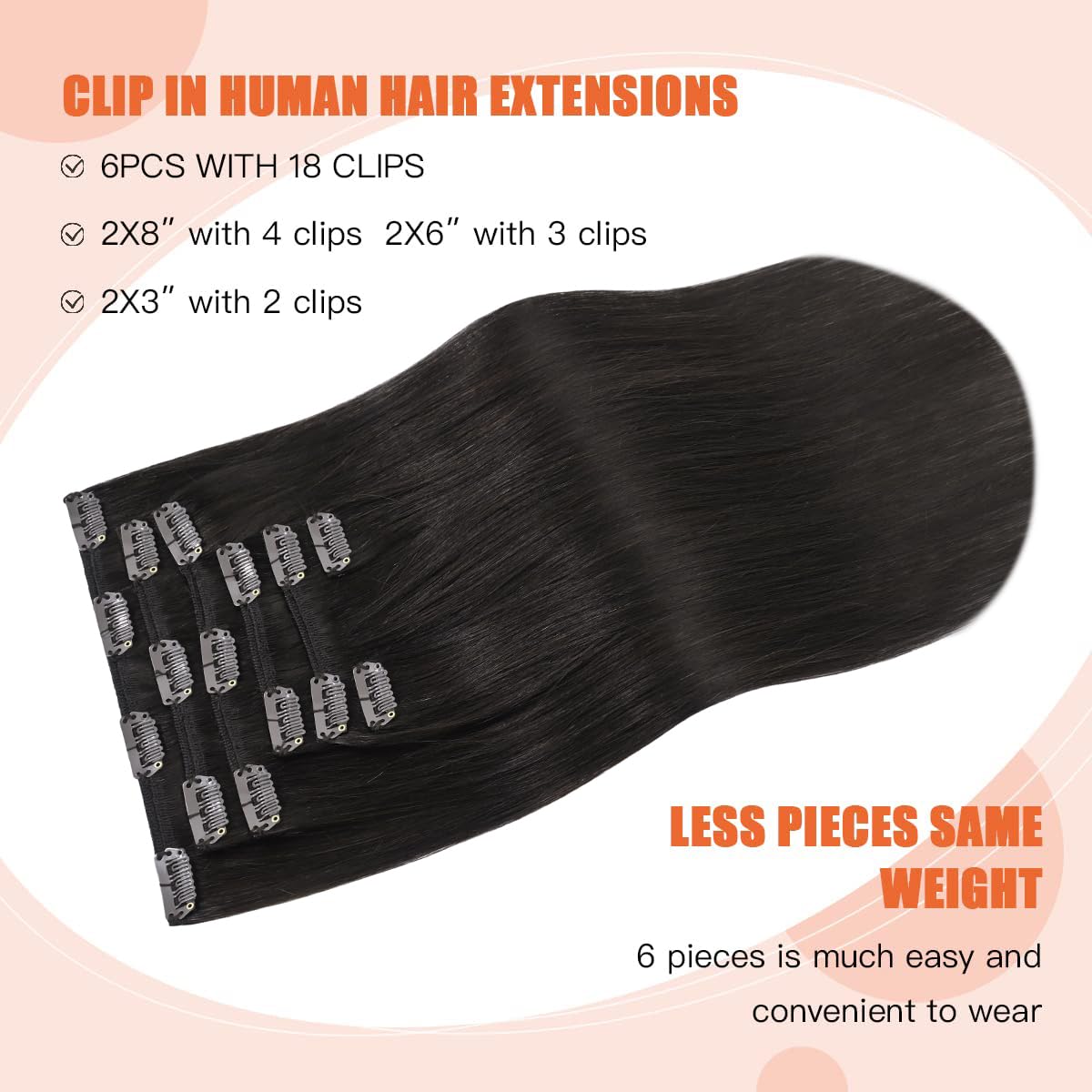 Ugotrays Dark Brown Clip In Hair Extensions Real Human Hair 120G 16 Inches 100% Remy Human Hair Clip In Extensions Straight Doub