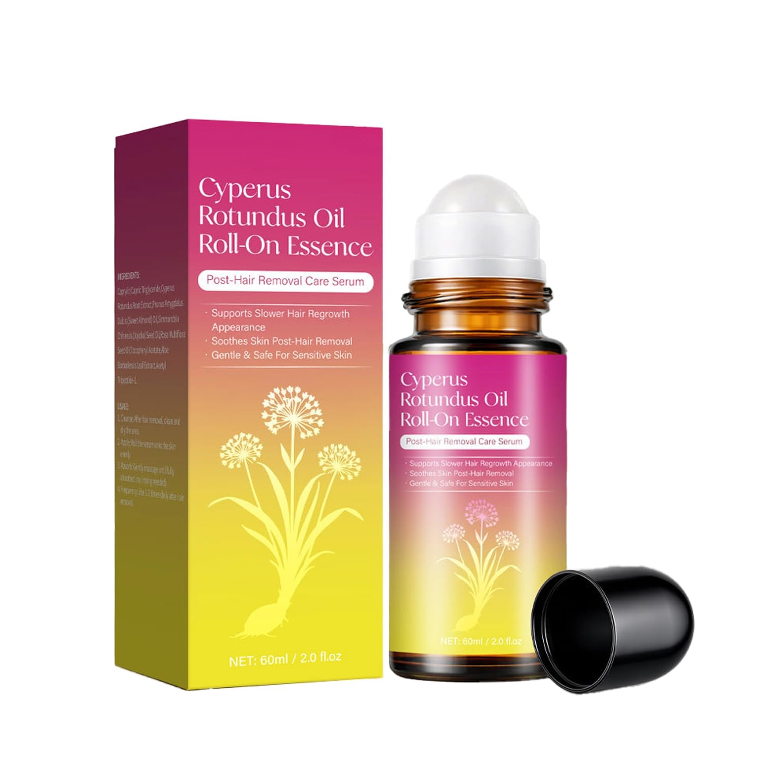 Yosvyn Cyperus Rotundus Oil, Natural Cyperus Rotundus Oil RollOn Essence for Hair Removal, Moisturizing & Soothing, Reduces Unw