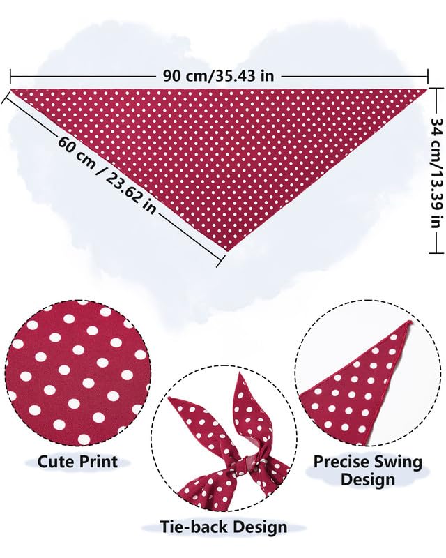 Awaytr 3Pcs Hair Bandanas Head Kerchief For Women Girls Tie-Back Boho Hair Scarf Headband Bandana Triangle Head Scarf (Polka Dot