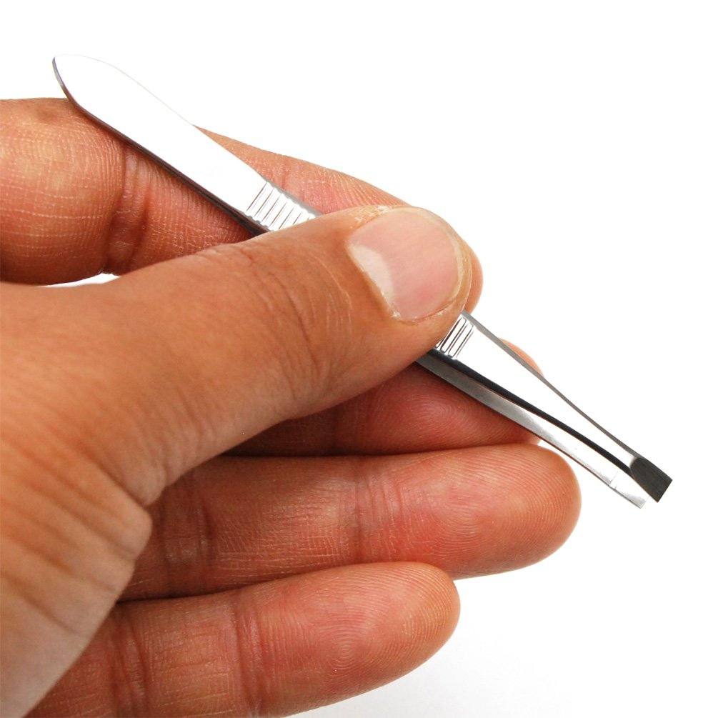 Luxxii (3 Pack) Flat Tweezers - Stainless Steel Flat Tweezers Hair Plucker For Hair And Eyebrows Personal Care (C_Flat)