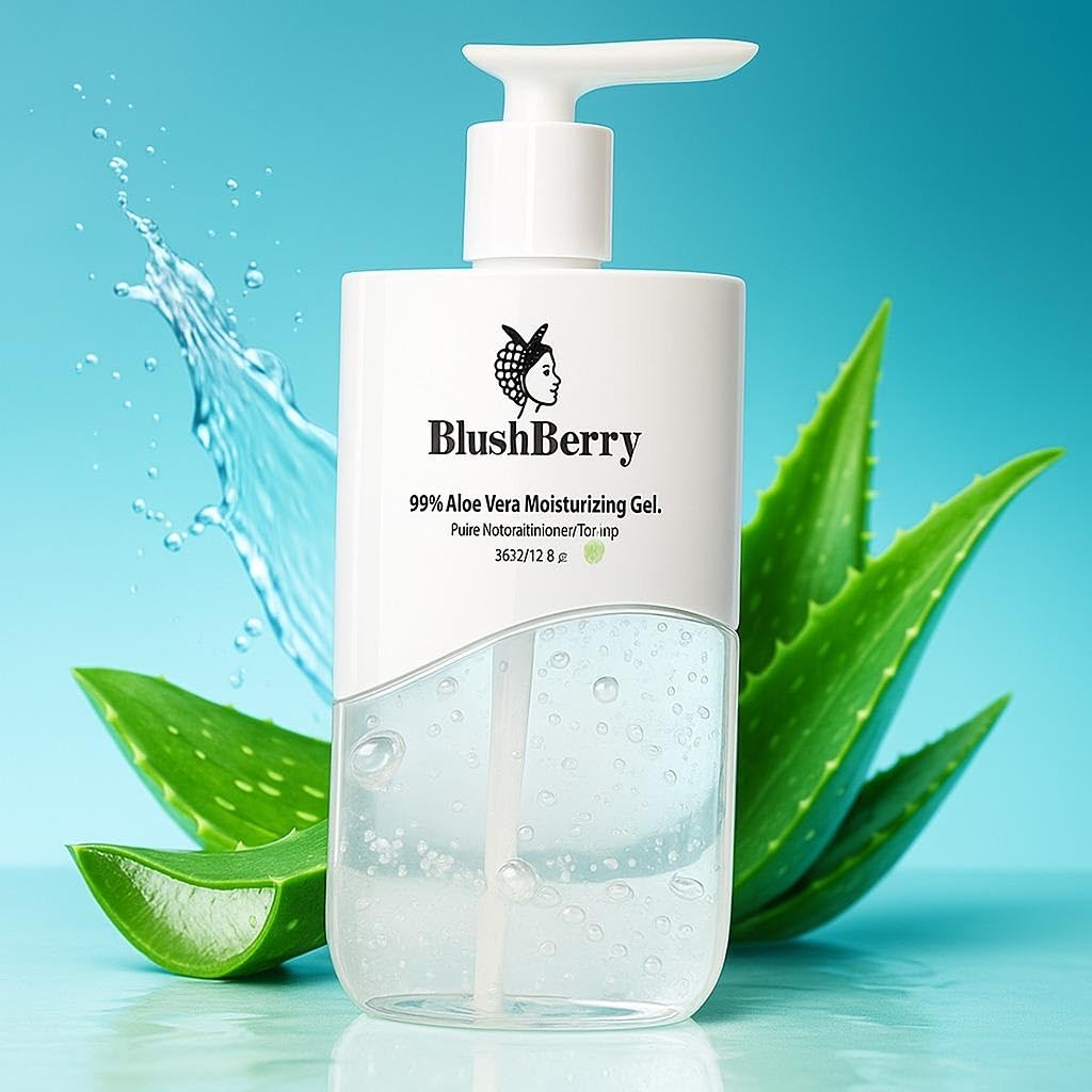BlushBerry 99% Aloe Vera Moisturizing Gel  Soothing Hydration for Face, Body & Hair | Natural Skin Repair, After Sun Care, Acne