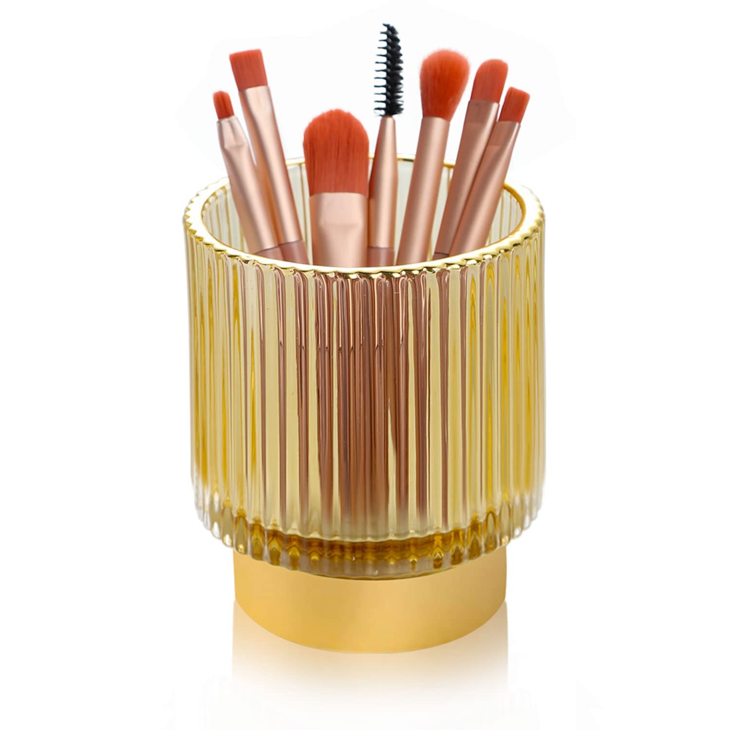 WHJY Makeup Brush Holder Lipstick Organizer Cosmetic Organizer, 3 inch Clear Yellow Crystal Lipgloss Organizers for Vanity