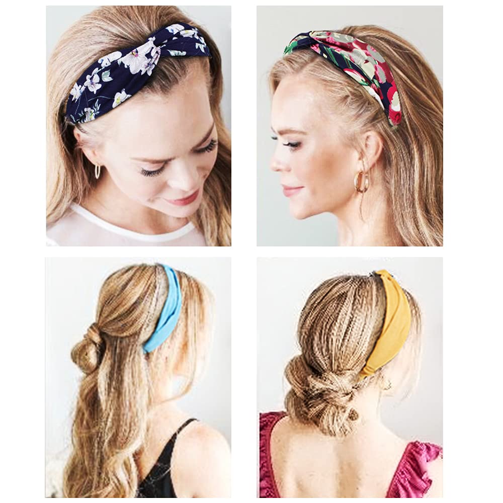 Ahoney 20 Pack Headbands For Girls Head Band For Women'S Hair Cute Boho Headband Elastic Stretchy Twist Knotted Hair Bands Yoga