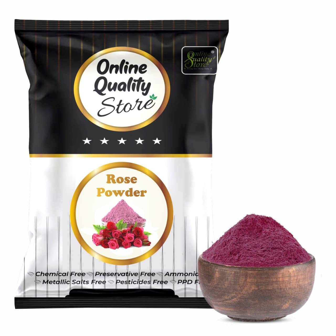 Online Quality Store Natural Rose Petal Powder - 100G | 100% Pure & Natural Rosa Indica For Facial & Skin Care Face Pack | For T