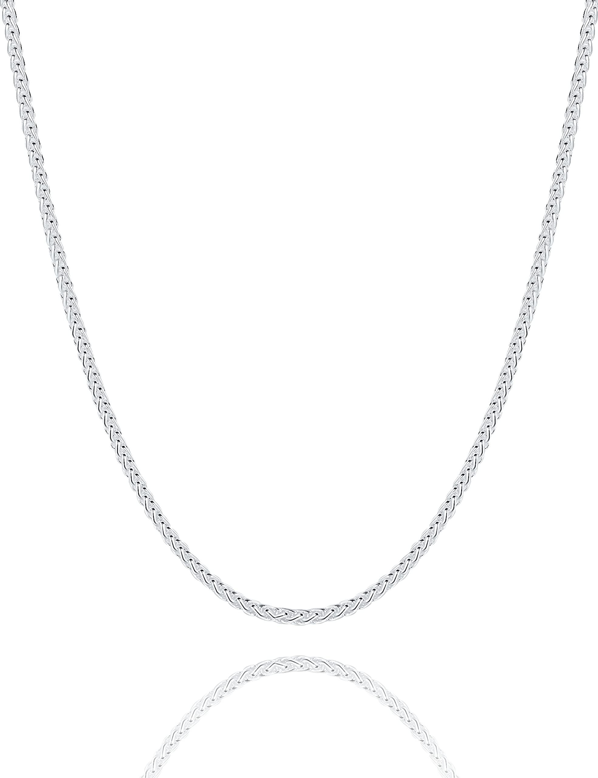 Waitsoul 925 Sterling Silver Wheat Chain Lobster Clasp 2mm Silver Chain for Men Women Silver Necklace Chain 16 Inche