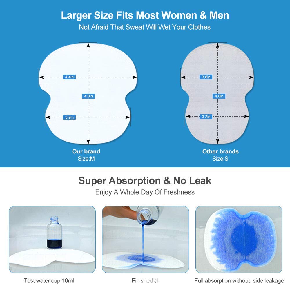 CFGROW Underarm Sweat Pads - Disposable Armpit Shields, 50 Packs, Comfortable & Non-Visible, Ideal for Hyperhidrosis Relief