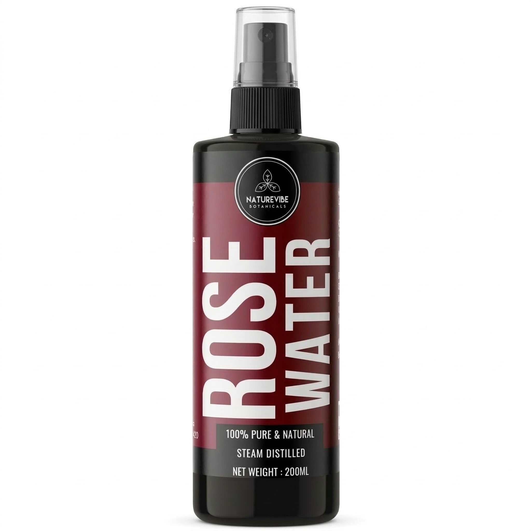 Rose Water 200Ml By Naturevibe Botanicals 100% Pure Natural Gulab Jal For Face, Skin & Hair | Hydrating Facial Toner & Face Mist
