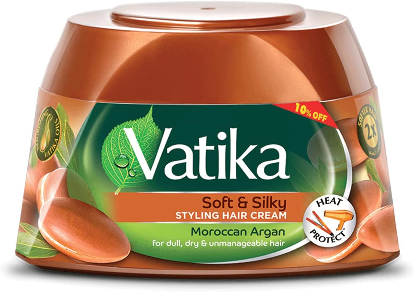 Vatika Naturals Vatika Moroccan Argan Styling Hair Cream | Soft & Silky | Heat Protect | For Dull, Dry & Unmanageable Hair 140 