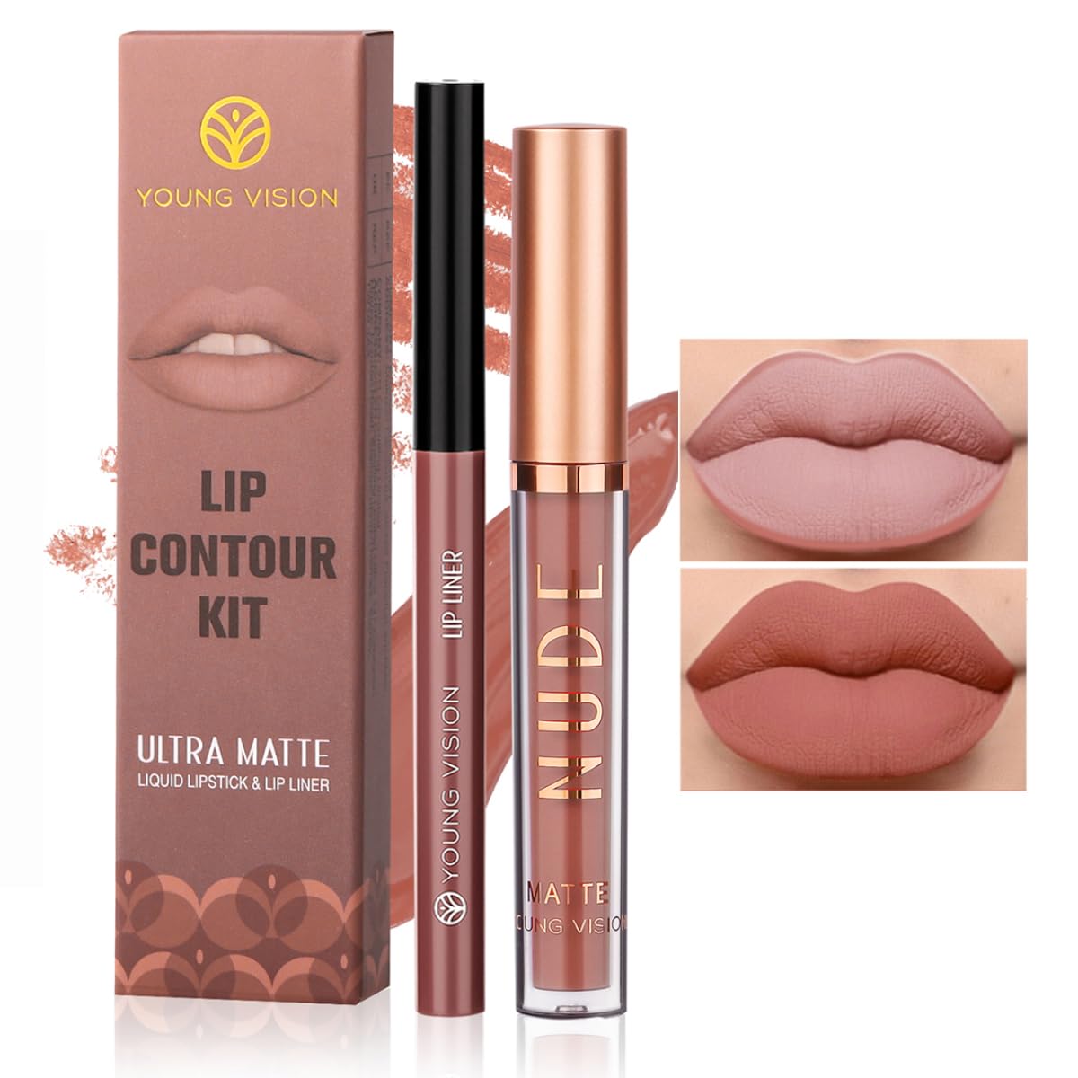 Young Vision Liquid Lipstick & Lip Liner Combo Set, Matte Lip Contour Kit - Durable, Waterproof, Kit De Labios Matte For Lasting