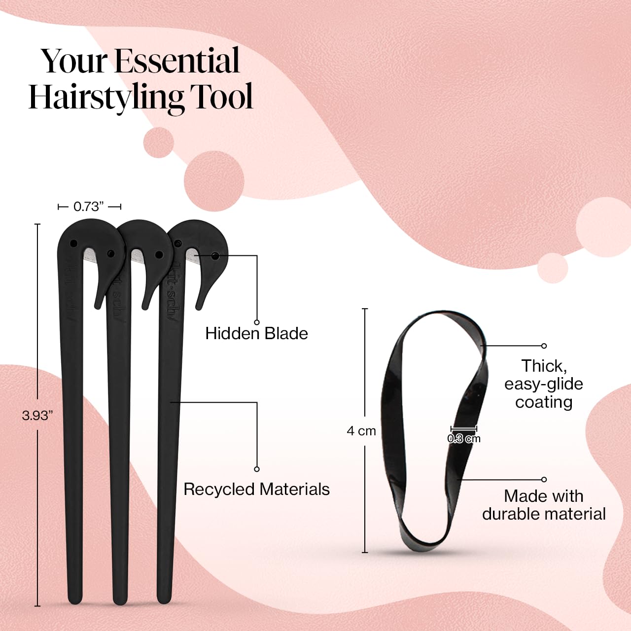 Kitsch 3Pc Hair Tie Cutter Tool & 100Pc Small Rubber Bands - Rubber Band Cutter, Hair Elastics No Damage, Black Hair Ties