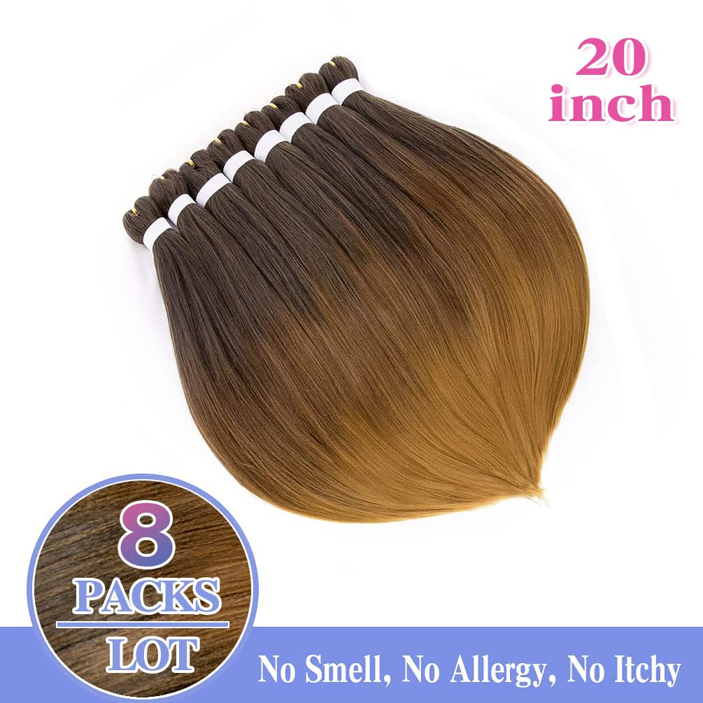 8 Pack Ombre Braiding Hair Pre Stretched - 20 '' 80G/Pack Premium Pre Stretched Braiding Hair Extensions, Professional Itch Free