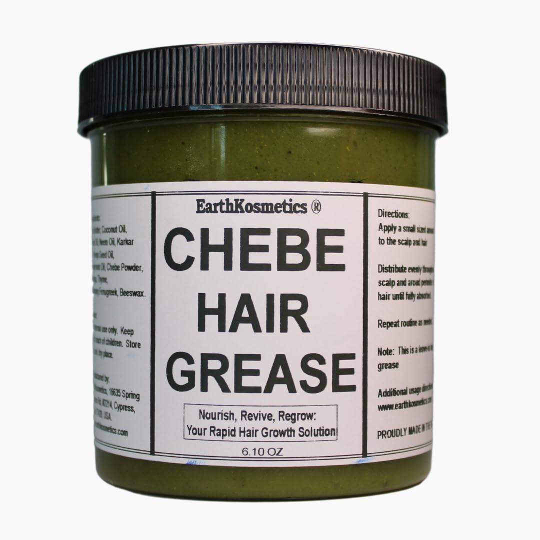 Chebe Grease stimulates Hair Follicles for Growth and Reverses Bald Spots. It contains Chebe Powder, Karkar Oil plus Potent Herb