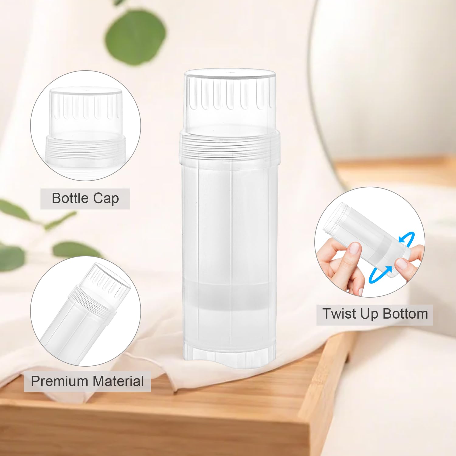 Mirrline 12 Pcs 60Ml/2Oz Empty Deodorant Containers Twist Up Plastic Deodorant Holder Tube For Lipstick Crayon Chapstick Sunscre