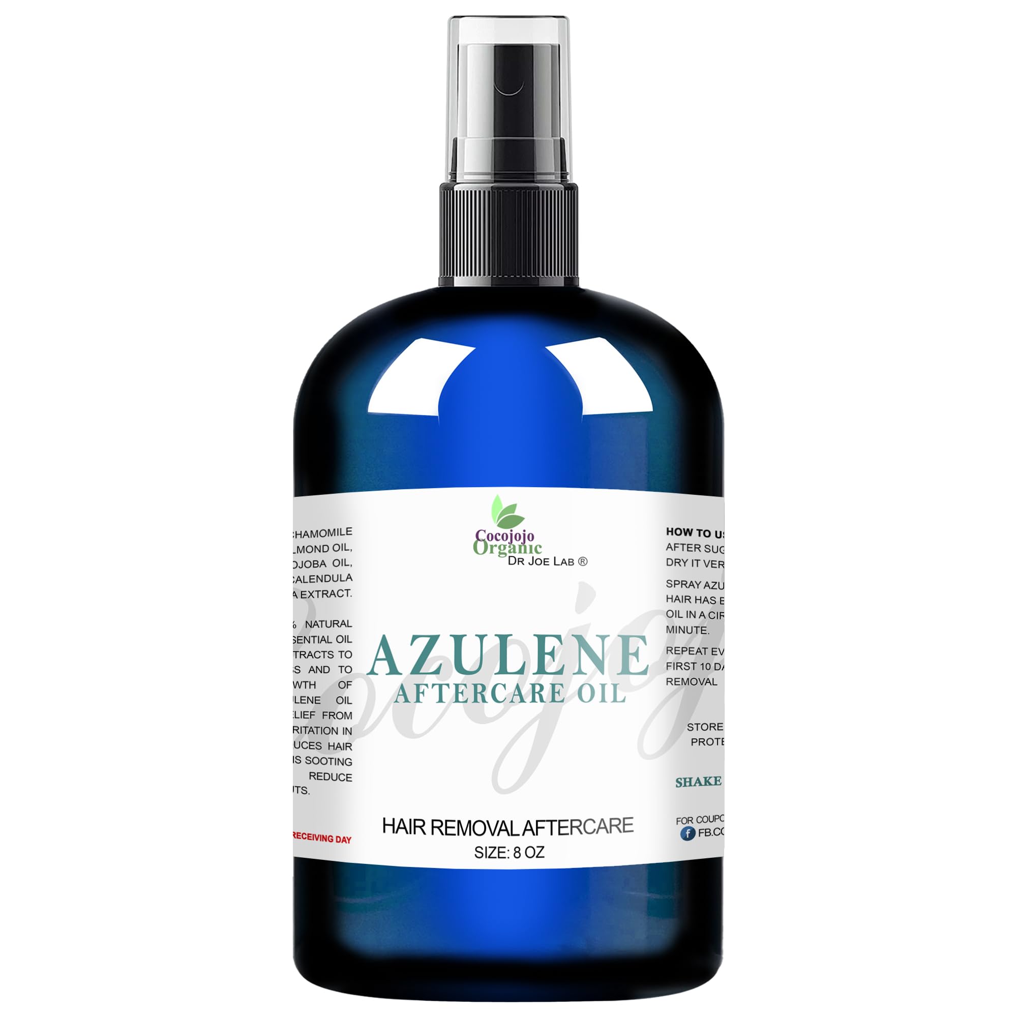 cocojojo Azulene Oil for Decreasing Hair Thickness, Delaying Hair Regrowth, and Soothing Skin After Hair Removal - 100% Natural