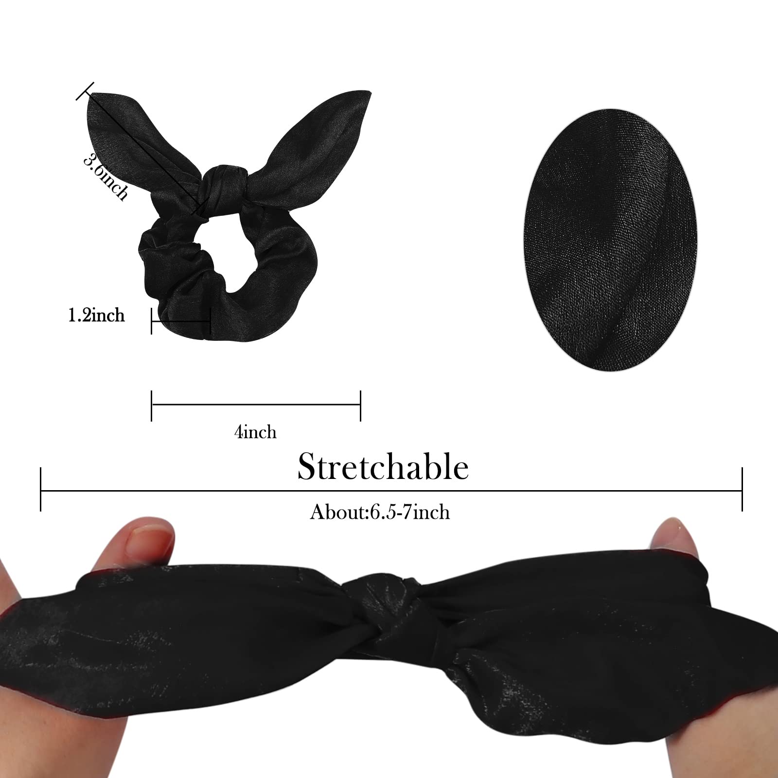 Ondder Hair Scrunchies - 15 Pcs Bow Ribbon Scrunchies With Elastic Hair Ties, Ponytail Holders & Hair Accessories For Women, Gir