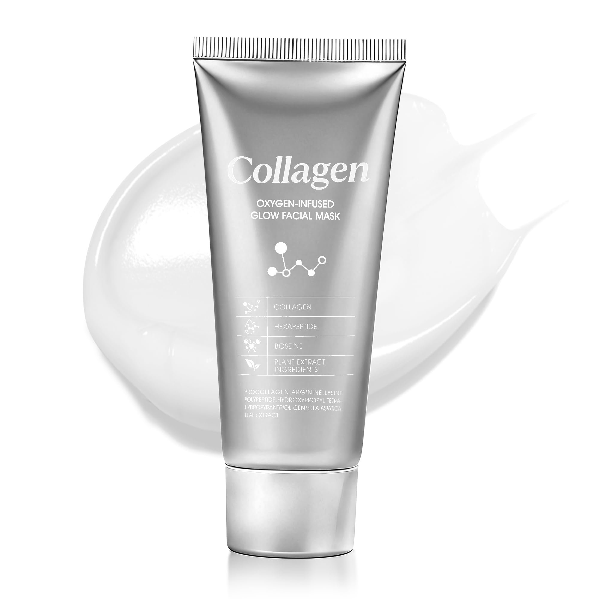 Collagen Night Wrapping Mask, Overnight Peel Off Face Mask with Hydrolyzed Collagen Peptide Glycerol, Hydrating Face Masks for I