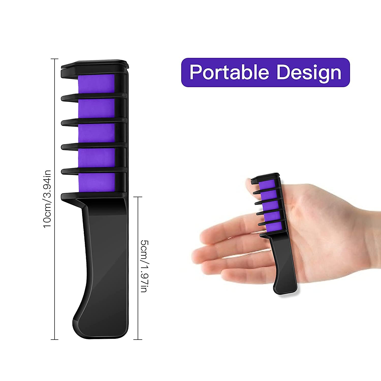 Msdada Blue And Purple Hair Chalk For Girls-New Hair Chalk Comb Temporary Bright Washable Hair Color Dye For Kids-Girls Toys Gif