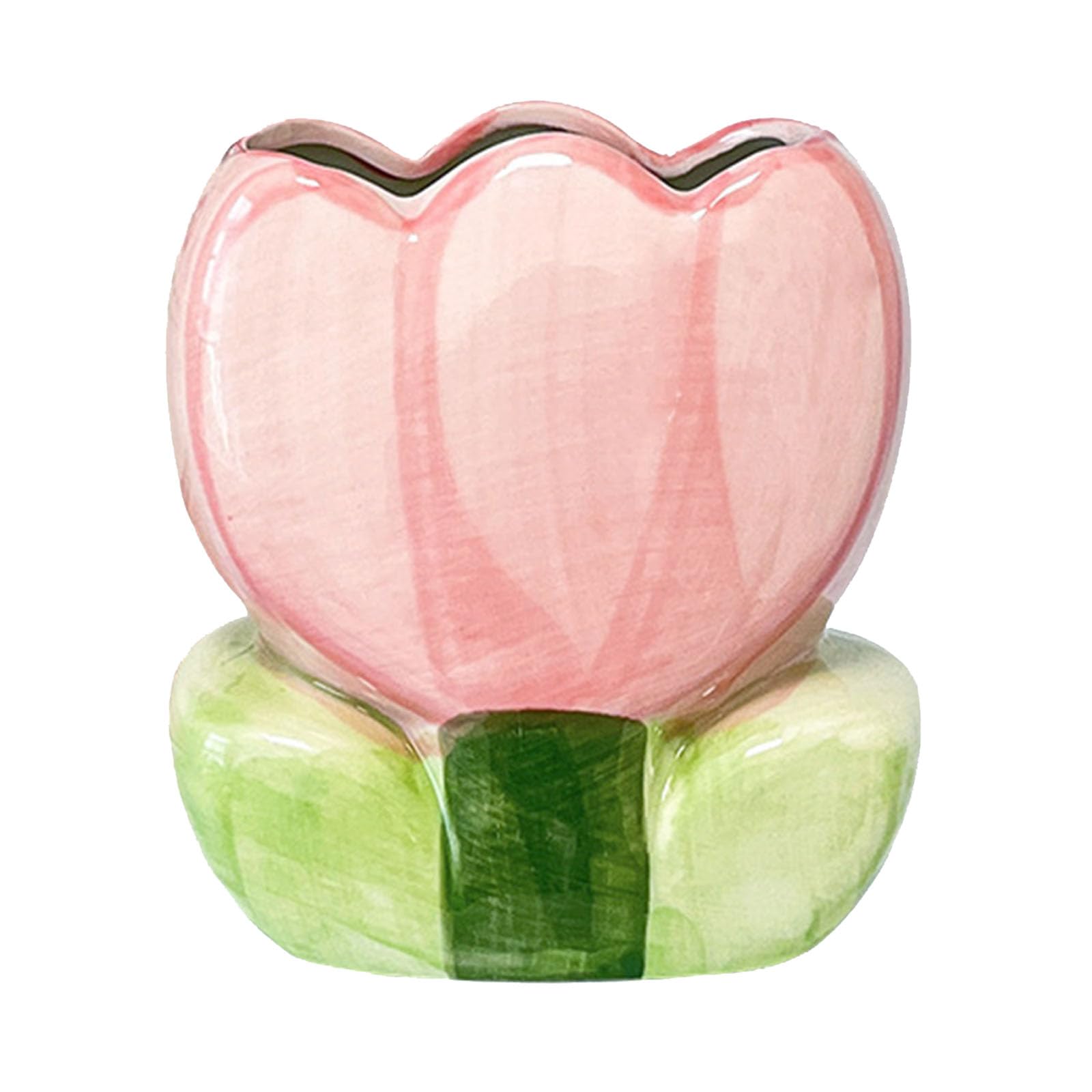 ZHU YU CHUN 1 PC Ceramic Tulip Make up Brush Holder Flower Toothbrush Holder Cosmetic Storage Box Pen and Pencil Holder Desktop 