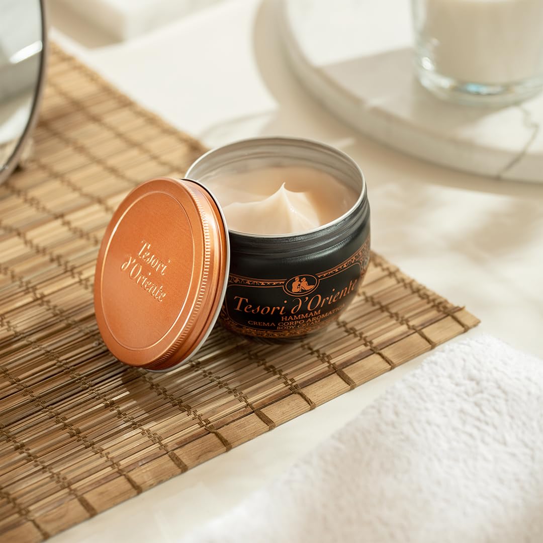 Tesori d'Oriente Body Cream for Women, Moisturizing with Argan Oil & Orange Blossom, 10.1 fl oz, Made in Italy, Orange