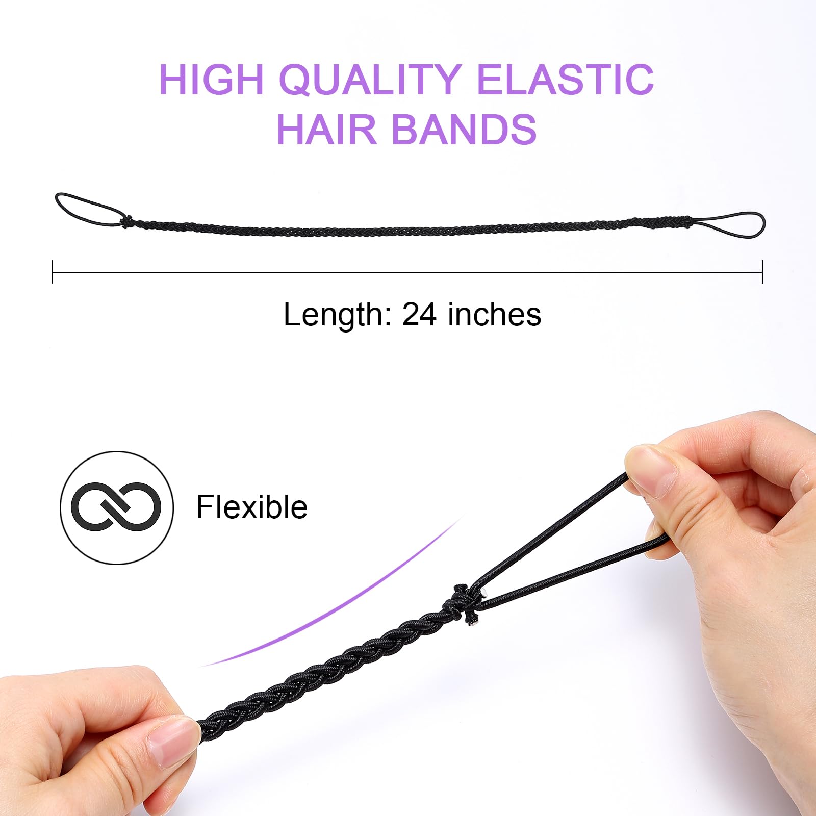 Thj 2.5Mm Tangle Free Hair Ties For Thin Long Hair Elastic Spiral Ponytail Holders For Women Girls Swimming Pony Tail Wrap Hair