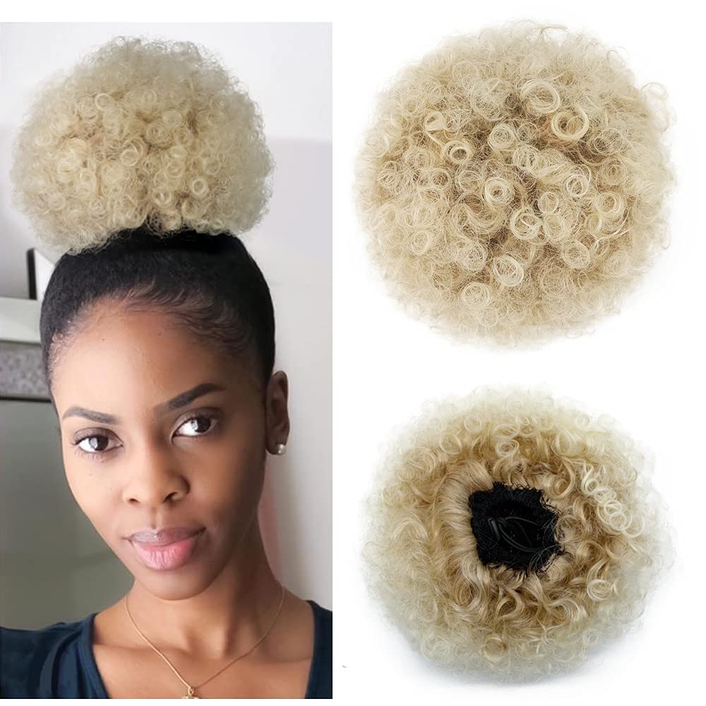 KGBFASS Afro Puff Drawstring Ponytail Drawstring High Puff Ponytail Short Kinky Curly Bun Hairpiece Fluffy Updo Hair Extensions 