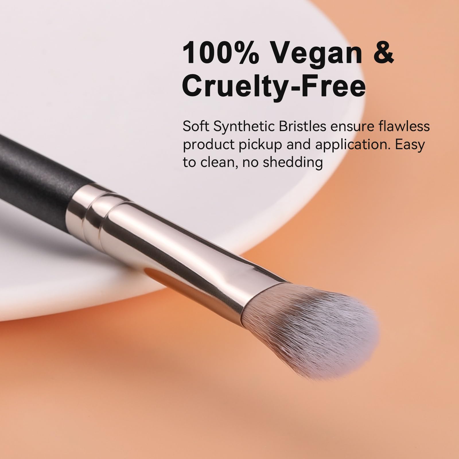 Teoyall Highlighter Brush, Small Plush Fluflly Synthetic Bristles Tapered Under Eye Setting Brush For Bronzer Cheek With Loose P