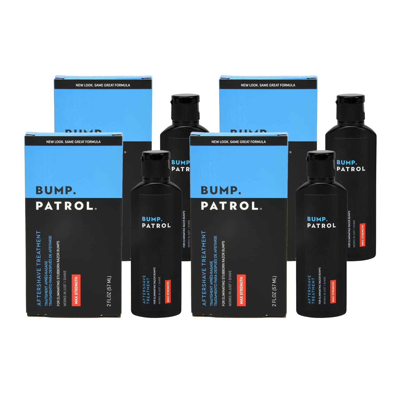 Bump Patrol Maximum Strength Aftershave Formula - After Shave Solution Eliminates Razor Bumps and Ingrown Hairs - 2 Ounces 4 Pac