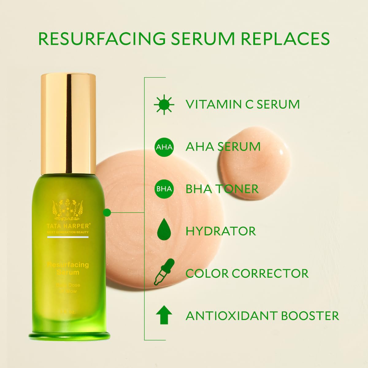 Tata Harper Resurfacing Serum, Radiance Restoring, Daily Glow-Giving Serum, 100% Natural, Made Fresh in Vermont, 30ml