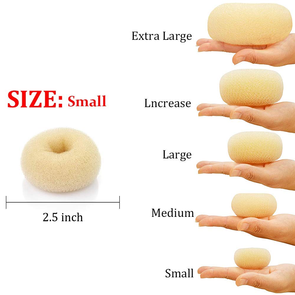 Extra Hair Donut Bun Maker Blonde for Kid, Ring Style Bun, 2PCS Chignon Hair Small Doughnut Shaper for Short and Thin Hair (Smal