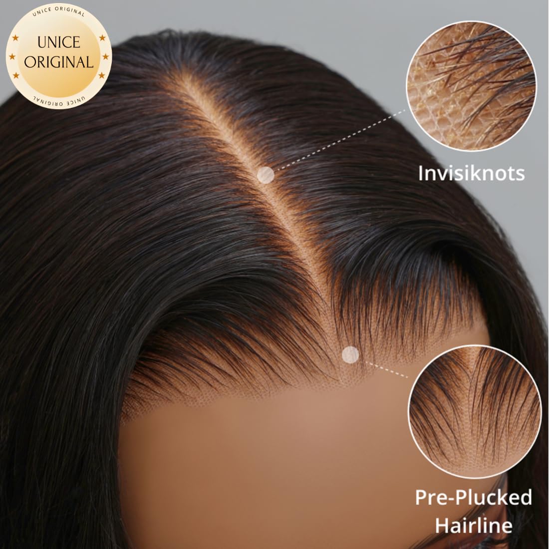 Unice Bye Bye Knots Bob Wig Human Hair Pre-Bleached Invisible Knots 7X5 Lace Front Wigs Human Hair Pre Everything Glueless Wigs
