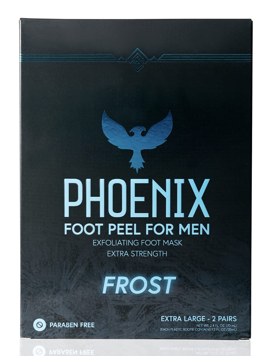 (Pack of 2) Phoenix Foot Peel for Men - Extra Large - Extra Strength - Menthol - Exfoliating Dry Feet Treatment - Callus Remover