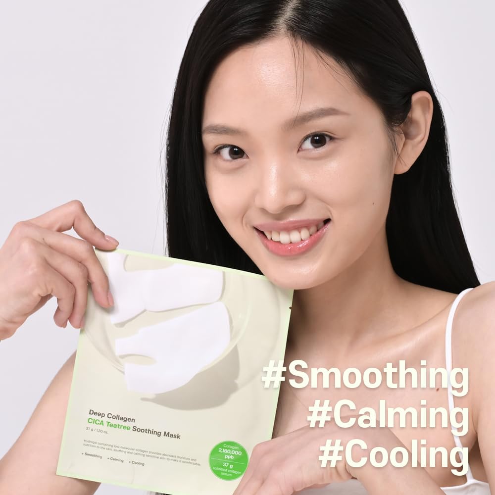 Sungboon Editor Deep Collagen Cica Teatree Soothing Overnight Mask 37Gx4Ea | The Real Collagen 2,160,000Ppb | Facial Hydrogel Ma
