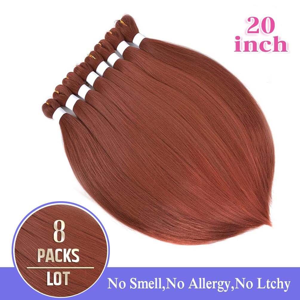 8 Pack Ombre Braiding Hair Pre Stretched - 20'' 75G/Pack Premium Kanekalon Pre Stretched Braiding Hair Extensions, Professional